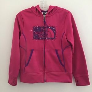 The North Face berry red purple zip front hoodie jacket girls 7/8